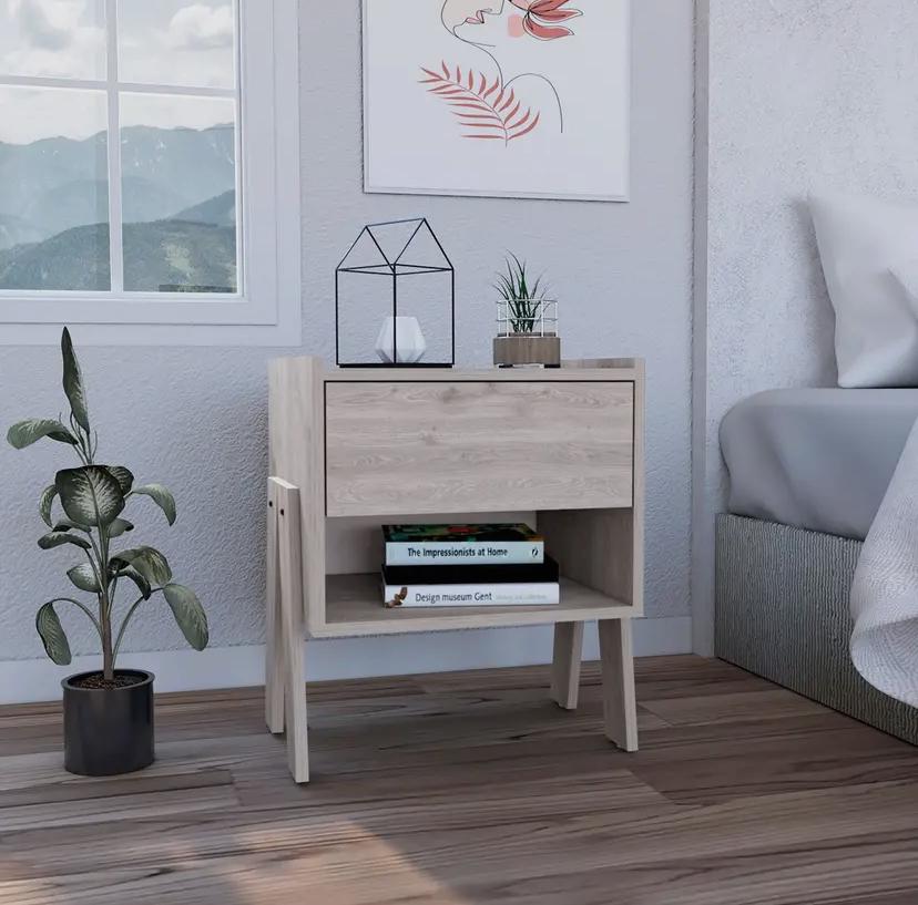 Joy Nightstand with Open Shelf and Drawer